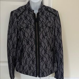Tribal Vintage Gray Blazer With Black Lace Overlay